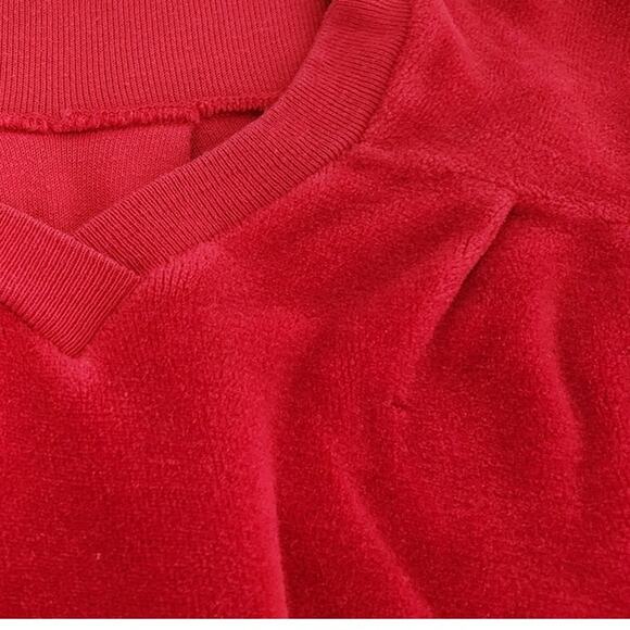 Vintage Max Hurn Red V- Neck Long Sleeve Pullover Velour Blouse Women's Size 12 - Picture 9 of 13